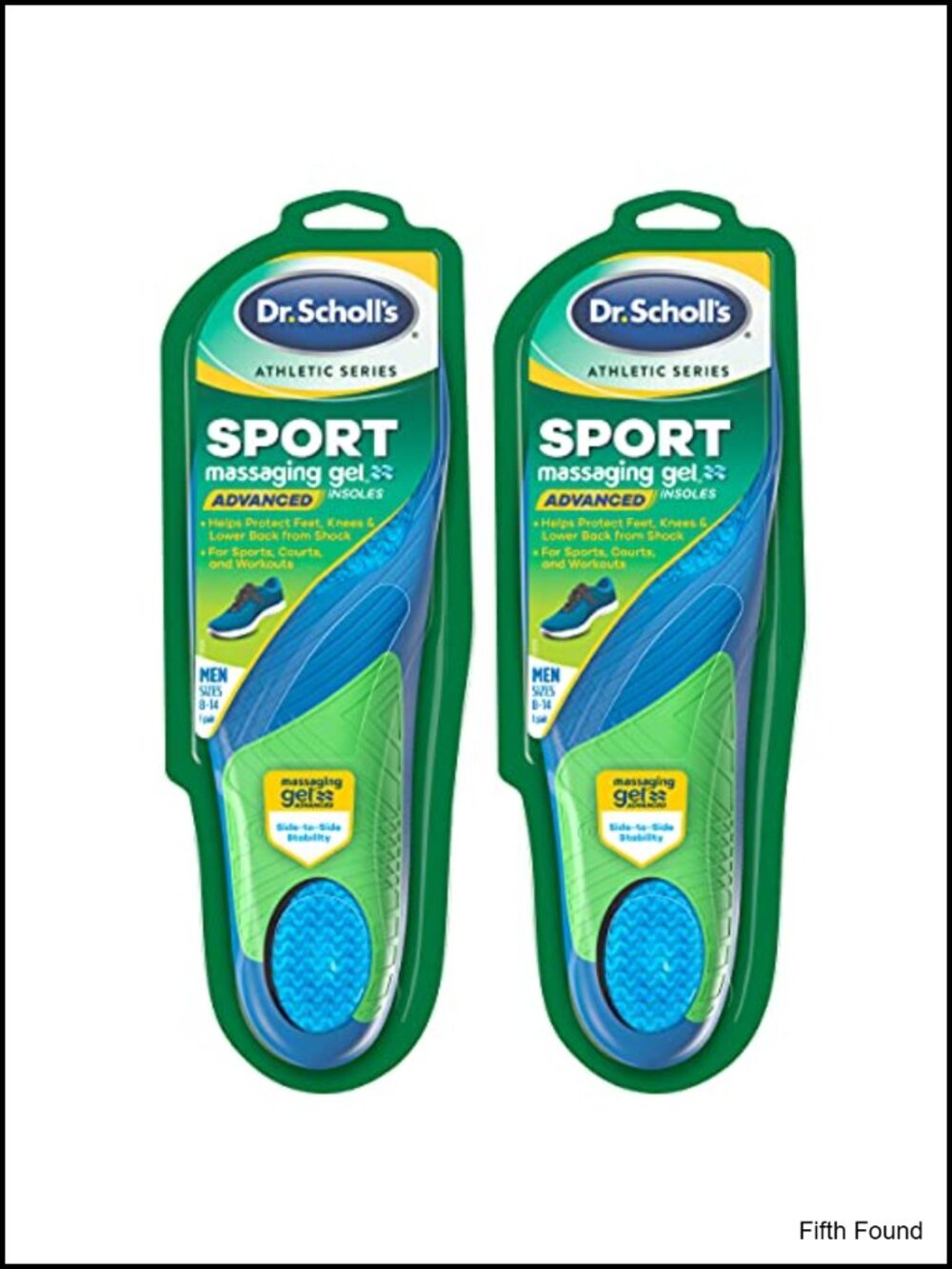 Sport Insoles Shock Absorption Arch Support for Men's 8-14, Pack of 2